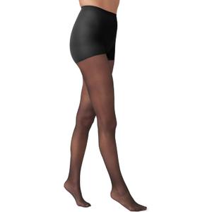 HUE Women's Sheer Control Top Tights Supersoft Lightweight Pantyhose (Size 2, Black)