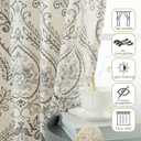 LAMIT Grey Linen Curtains 108 inches Long for Living Room, Long Farmhouse Curtains Grommet Light Filtering Pattern Window Curains & Drapes Vintage Floral Printed, 2 Panels, Each 52 x 108 Inch