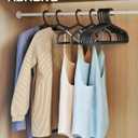 ABHENG 50 Pack Clothes Hangers, Non Slip Plastic Coat Hangers, Space Saving Hangers, Heavy Duty, Hanging Dry Wet Clothes,16.4" x 8.3", Black, UAPY0550B