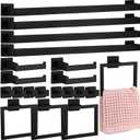 Gisafai 20 Pcs Bathroom Hardware Accessories Set 23.6 Inch Bath Towel Bar Kit Stainless Steel Bathroom Hardware Set Towel Racks Ring Hooks Paper Holder for Wall Mounted (Black)