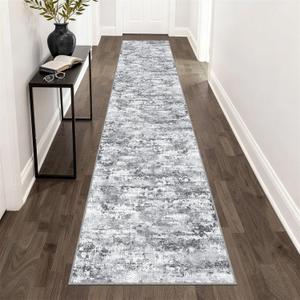 Runners for Hallways Ultra Non-Slip 2x10 Long Runner Rugs Washable Abstract Tear and Stain Resistance No Pile Lightweight Modern Rug Runners for Entryway, Kitchen, Walkway, Entrance, Gray