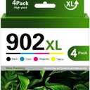 902XL Ink Cartridges Combo Pack 4-Pack (Black/Cyan/Magenta/Yellow) Replacement for HP 902XL 902 OfficeJet Pro 6960 6968 6970 6971 6976 Printers