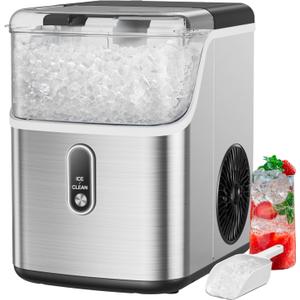 Totnz Nugget Ice Maker Countertop, Chewable Pellet Ice Machine with 33lbs Daily Produce, Pebble Ice Maker for Home Kitchen Office