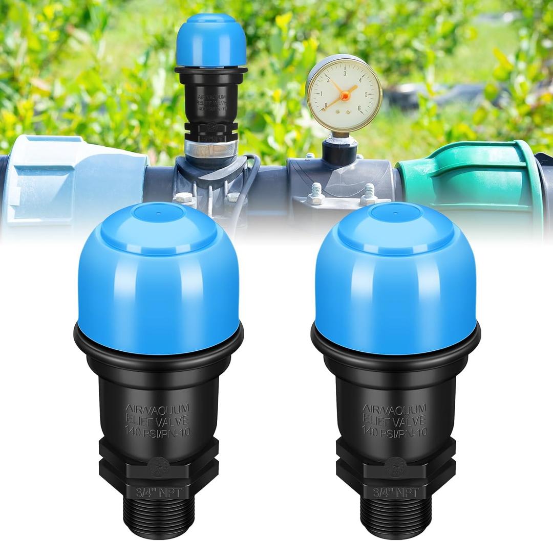 2 Pack Air Release Valve 3/4 Inch Air and Vacuum Release Male Thread Air Relief Air Bleeder Valve Vent Irrigation Water Saving System for Agricultural Drip Systems 2 Pack Air Release Valve 3/4 Inch Air and Vacuum Release Male Thread Air Relief Air Bleeder Valve Vent Irrigation Water Saving System for Agricultural Drip Systems