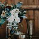 Afloral Distressed Gold Metal Fluted Vase, 14.02"L x 6.5"W x 14.02"H
