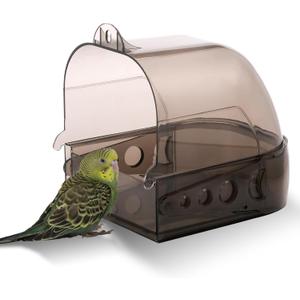 IBWell Parakeet Bird Bath for Cage Cockatiel Bird Bath Bird Bath Cage Bird Shower with Convenient Removable Tray (Grey)
