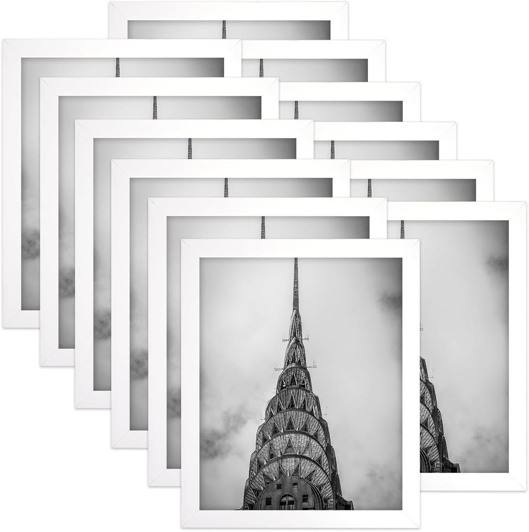 8x10 Picture Frame White Set of 12 for Wall Gallery Collage Photo Frames or Tabletop Display
