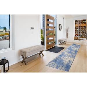 ShadesU Easy Clean Abstract Design Non-Slip Hallway Runner Rug Carpet Low-Pile 0,3" Non Slip Backed (Blue Color, 31inch Wide x 5ft Length)