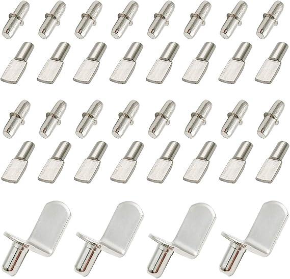 60 Pieces Shelf Bracket Pegs Stainless Steel Shelf Pins Support, Nickel Plated Shelf Pins, 3 Styles