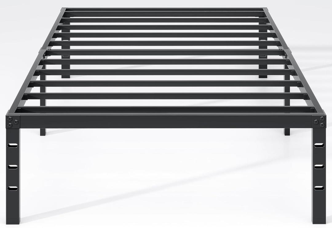 NEW JETO Metal Bed Frame,Twin Size Bed Frame with Storage Space,Heavy Duty Sturdy Mattress Foundation,Easy Assembly,No Box Spring Needed, Black,12 Inch,Twin