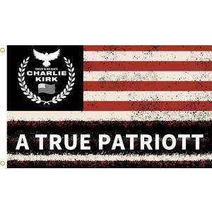 2 x WENWELL Charlie Kirk America Flag,Patriotic Memorial Banner Tapestry, Polyester, 3x5 Ft, Weather Resistant, Outdoor Wall Decor with Grommets