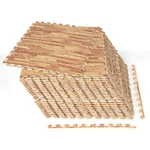 Tangkula 24 Tiles Foam Flooring Mats with Border, 96 SQ FT EVA Interlocking Exercise Foam Mats for Exercise Equipment, Elastic Puzzle Play Mats, 3/8 Thick Non-Slip Workout Floor Mats for Home Gym