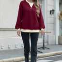 Women Sweatshirt Striped Crew Neck Oversized Long Sleeve Sweatshirt Color Block Loose Pullover (Medium)