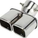 1 Pc Square Curved Slant Cut Dual Exhaust Tip for Toyota Land Cruiser Prado GDJ/TRJ150 Series 3.0" Inlet 7.1" Length Stainless Steel Silver Tone Rear