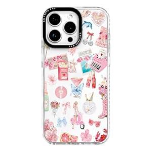 ChiCaseVer for iPhone 14 Pro Max Case, Coastal Romance Collage Pattern with Pink Motifs, Military-Grade Drop Protection, Trendy Glamorous Soft Slim TPU Protective & Camera Protection for Women Girls