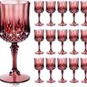 Ciaell 24PCS Burgundy Plastic Wine Glasses - 7 Oz Plastic Goblets for Party - Burgundy Vintage Drinking Glasses - Disposable Water Goblets Set for Wedding, Bar, Wine, Beer, Juice