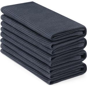 Homaxy 100% Cotton Waffle Weave Kitchen Towels - 4 Pack Soft and Absorbent Dish Towels - 16 x 26 Inches Quick Dry Hand Towels - Dark Grey