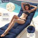 Waterproof Outdoor Chaise Lounge Chair Cushion 74.4 x 22 x 4.7 Inches Memory Foam Lounge Chair Cushions Replacement for Outdoor Furniture with Ties, Thickened Pool Lounge Chair Cushions, Blue