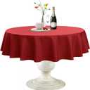 Softalker Round Tablecloth, Waterproof & Stain Resistant Table Cloth Wrinkle Free Fabric Washable 210GSM Polyester Table Cover for Dining/Party/Outdoor - 48 inch,Red