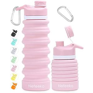 Nefeeko Collapsible Water Bottle, 26oz Silicone Foldable Water Bottles Leakproof BPA Free Travel Water Bottles with Carabiner, Portable Sport Water Bottles for Camping,Hiking Outdoor Indoor Sport