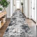 IOHOUZE Abstract Runner Rug 3x20 Ft Extra Long Washable Runners for Hallways, Non Slip Kitchen Runner Printed Faux Wool Entryway Runner Indoor, Modern Abstract Floor Carpet for Hall Stair, Black Grey