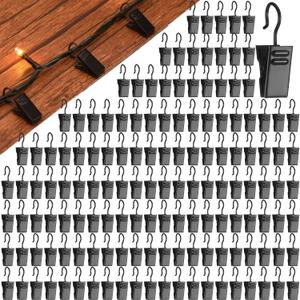 Gisafai Christmas Shingles Light Clips Asphalt Roof Light Clips Mini Gutters Hooks for Hanging Christmas Outdoor Decoration, Electroplated Iron (Black, 300 Pcs)