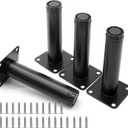 4.7 Inch Adjustable Furniture Legs Set of 4, Metal Cabinet Legs 1" Dia Cold Rolled Steel Round Furniture Support Feet for Kitchen Shelves Coffee Table Couch (Black)