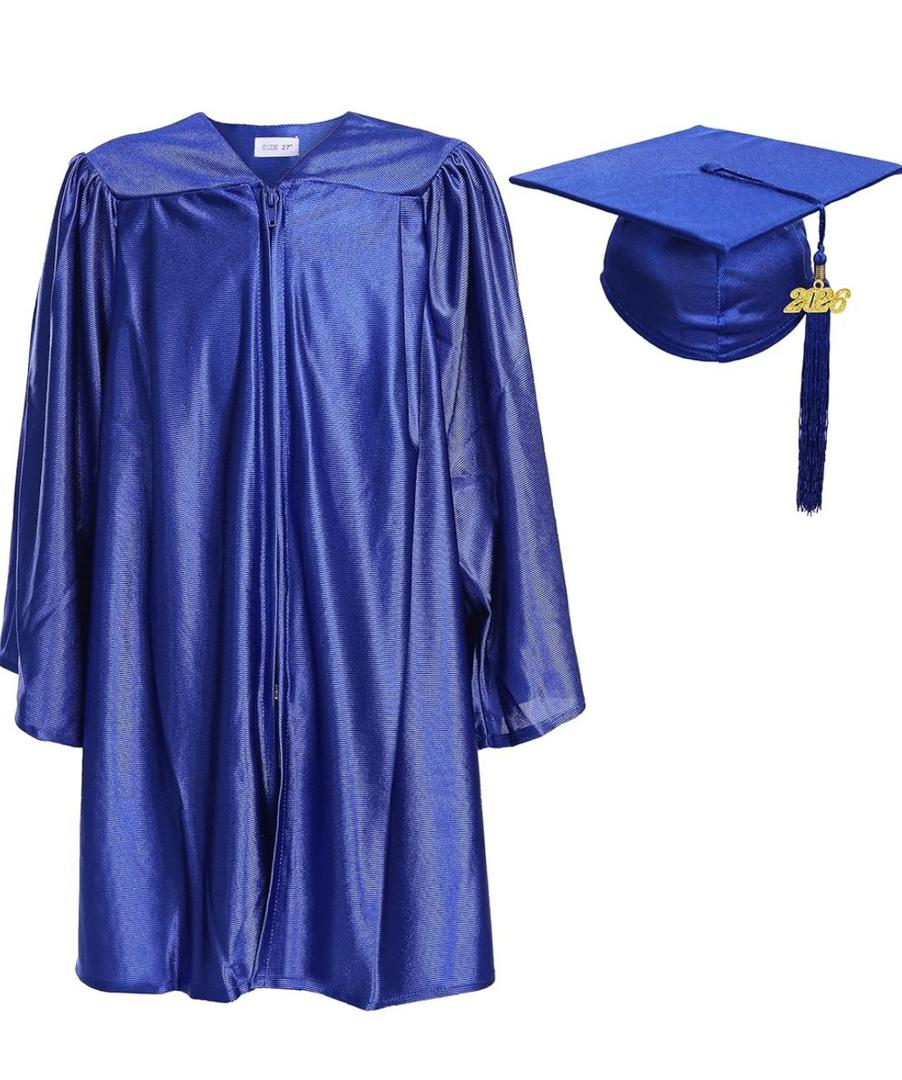 Newrara Unisex Shiny Kindergarten Graduation Gown Cap with Tassel
