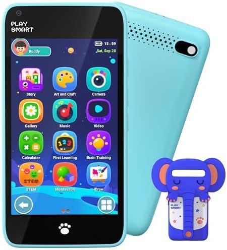 MOMILLA Kids Toys Phone, 3.97" Touchscreen Christmas Birthday Gifts, Toddler Toys Phone with Music Player Puzzle Games 16 GB Storage Alarm Kids Toys for Ages 3-12 Kids (Front Camera Only) (Dark Blue)