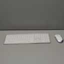 Wireless Keyboard and Mouse Combo - Full Size Slim Thin Wireless Keyboard Mouse with Numeric Keypad 2.4G Stable Connection Adjustable DPI (White & Silver)