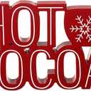 Roowest Christmas Hot Cocoa Bar Sign, Hot Cocoa with Mug Words Wood Tabletop Decoration Coffee Bar Wooden Block Sign for Table Shelf Home Kitchen Coffee Shop