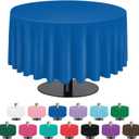 tujol Royal Blue 6 Pack Plastic Table Cloth 84", Disposable Round Tablecloth Table Cover, Plastic Tablecloths for Parties