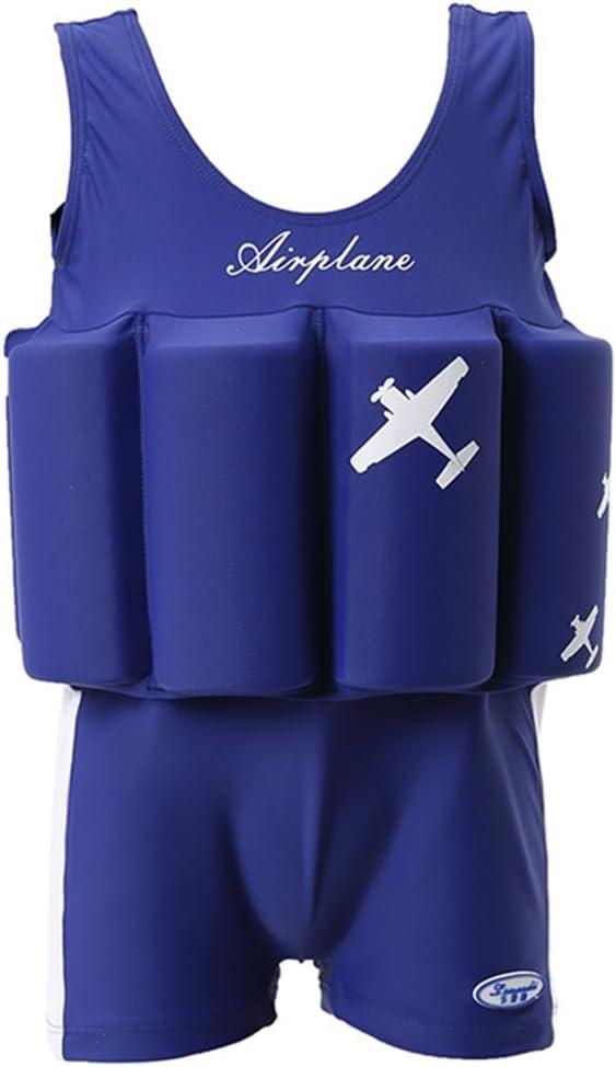 Toddler Kids One-Piece Float Swimsuit with Adjustable Buoyancy UPF 50+ Sun Protection for Beach Pool Boys Girls Blue 5-6years