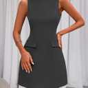 PRETTYGARDEN Womens Sleeveless Summer Dresses 2026 Formal Boat Neck Bodycon Elegant A Line Business Work Office Mini Dress (Gray, S)