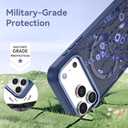 DOMAVER for iPhone 17 Pro Max Case, Magnetic Phone Case for iPhone 17 Pro Max [Compatible with MagSafe] Slim Fit Flowers Floral Design Shockproof Protective Bumper Women Men Girls Cover - Deep Blue
