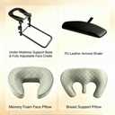 Massage Headrest for Bed, Upgraded Adjustable Face Cradle with Armrest Shelf & Breast Pillow, Portable Massage Table Kit for Sleeping Mattress, Comfortable Face Down Pillow for Home