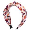 Halloween Headband for Women - White Knotted Hair Band with Pumpkin Bat Graveyard Patterns, Funny Headbands for Trick-or-treat, Halloween Party Hair Accessories for Spooky Festival Costume 1Pcs