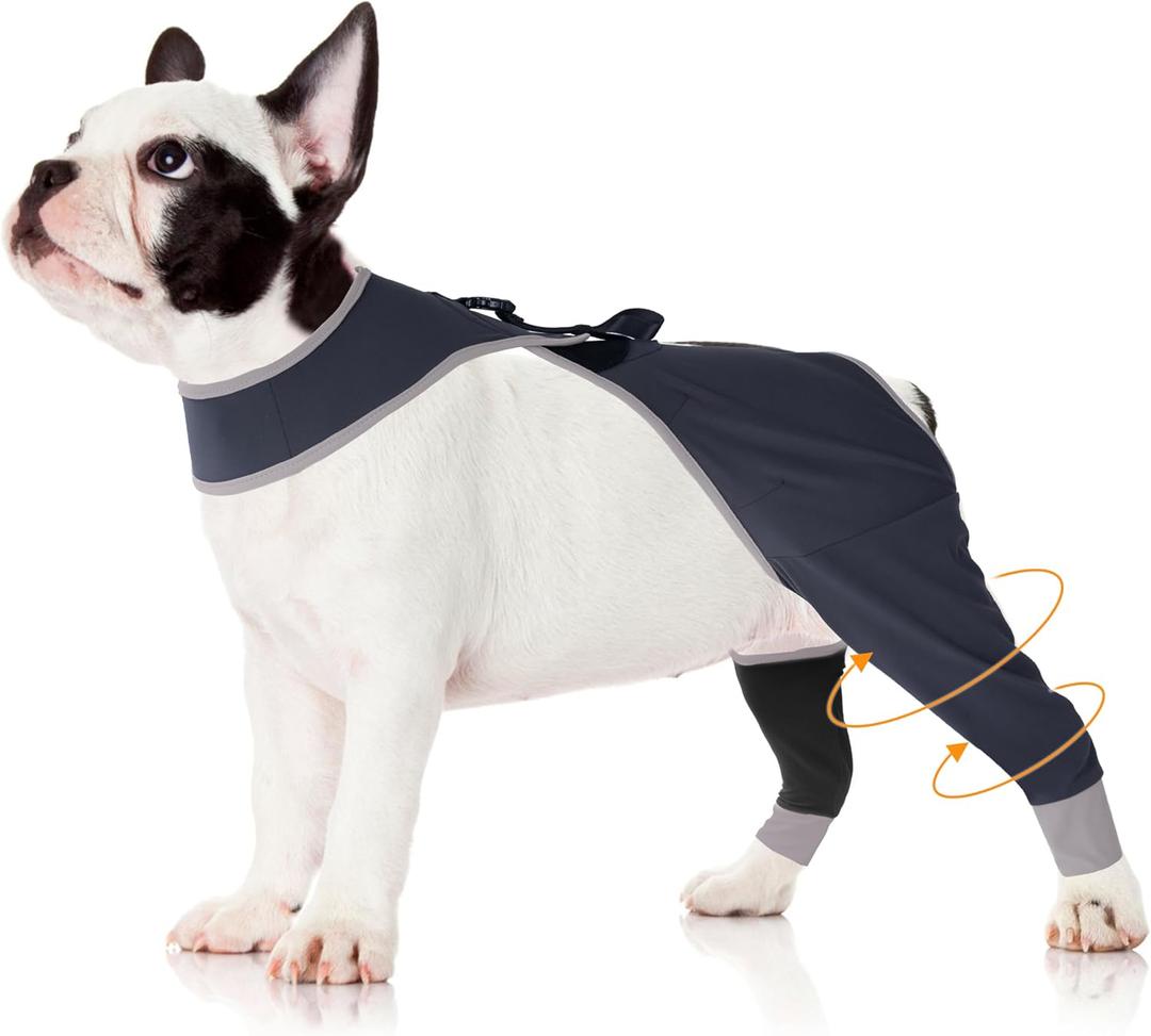 Adjustable Dog Hind Leg Knee Brace, Breathable Anti-Licking Recovery Sleeve, Easy On/Off for Post Surgery, Wound Healing & Joint Support, Comfortable Protective Wrap for Dogs, Rear Both Leg,M