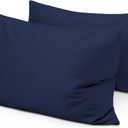 Travel Pillow Case 12x16 Size Set of 2 Zipper Closure Toddler Pillowcase 600 Thread Count 100% Soft Egyptian Cotton Travel Pillow Covers 12 x 16, Navy Blue Solid