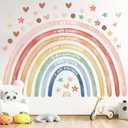 Watercolor Large Rainbow Wall Decal with Inspirational Quote 76x45'' Peel and Stick Rainbow Wall Stickers, Waterproof Decal for Girls, Kids Bedroom, Classroom, Nursery - Playroom Wall Decals