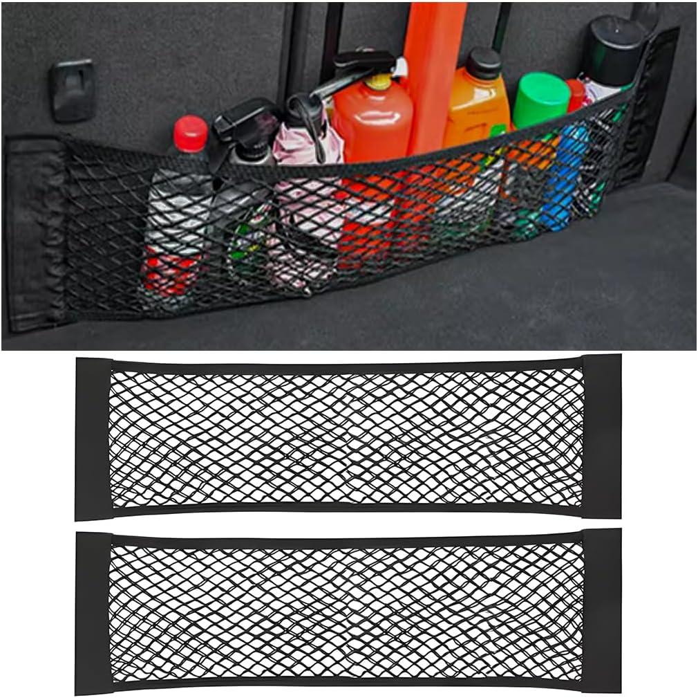 Mandark 2PCS Mesh Cargo Net for Car Trunk Storage, Elastic Vehicle Wall Sticker Organizer Net, 9.8 * 7.8 Inch Adjustable Auto Interior Storage Pouch Bag, Universal for SUV, Truck, RV