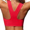 Aoysky Womens Buttery Soft Square Neck Sports Bras Compression Padded Longline Yoga Workout Running Crop Tops (Large, Red)