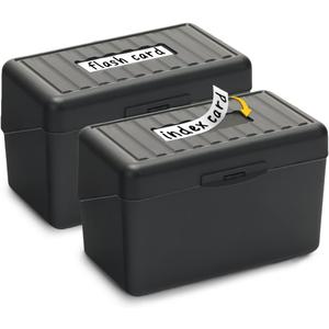 H4D Index Card Holder 3x5, Index Card Box Organizer Case, 3x5 Flash Note Card Holder, 2 Packs (Black)