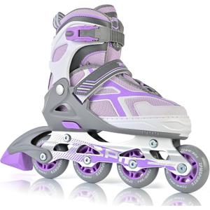 2PM SPORTS Torinx Green Boys Adjustable Inline Skates, Fun Beginner Roller Skates for Kids, Youth, Girls, Men and Women (Small - Little Kid (10.5C-13C US), Violet)