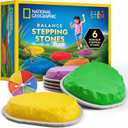 NATIONAL GEOGRAPHIC Stepping Stones for Kids 6 Durable Non-Slip Stones Encourage Toddler Balance & Gross Motor Skills, Indoor & Outdoor Toys, Balance Stones, Obstacle Course 