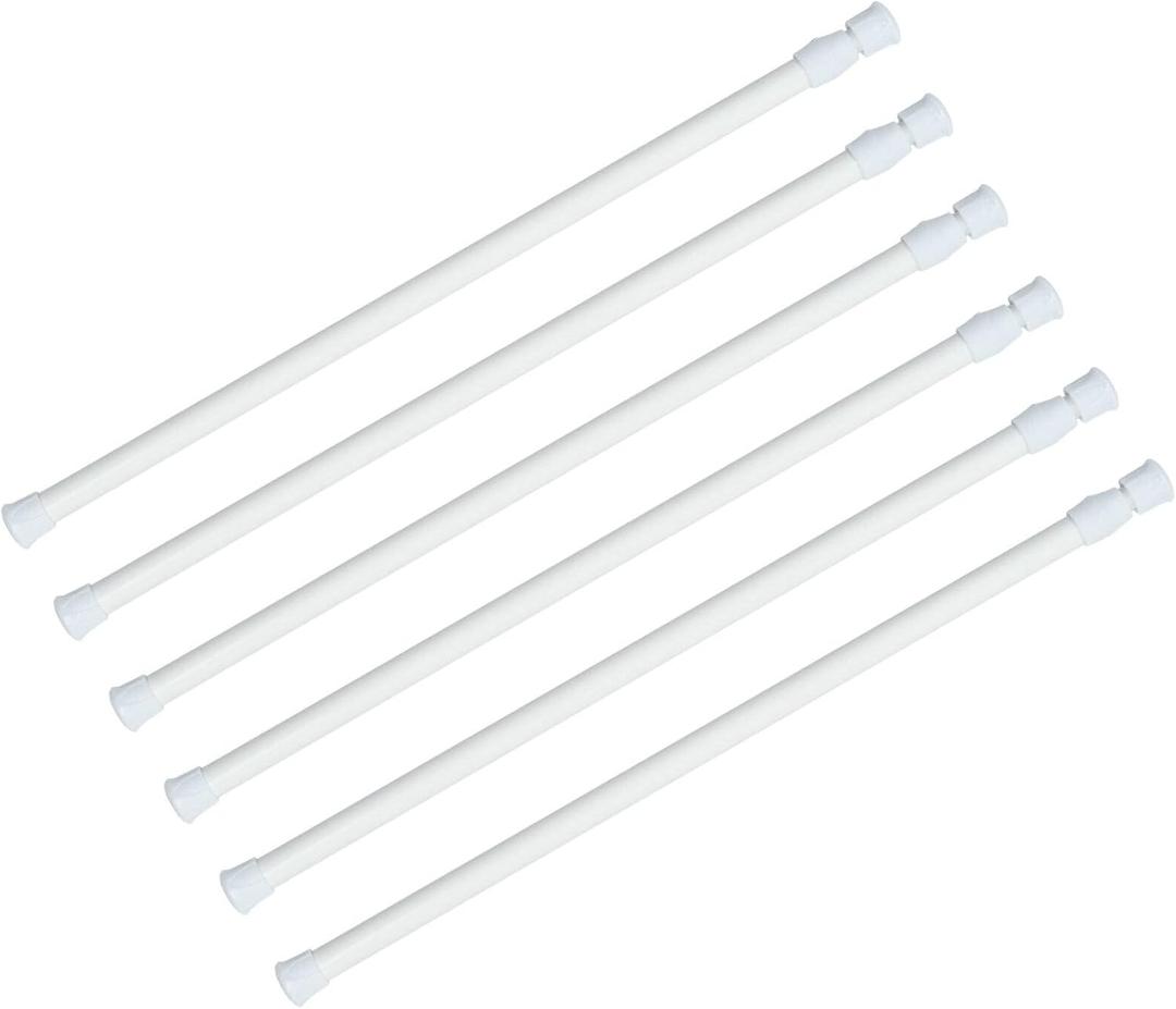KXLife 6 Pack Spring Tension Rods for Windows 28 to 48 Inch, Adjustable Expandable Small Curtain Tension Rods No Drill for Kitchen, Bathroom, Doorway, Cupboard(White)