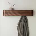 Kazai. Wall-Mounted Coat Rack 'Toke' - Modern Design Coat Rack with Hidden Wall Hooks - Solid Wood Veneer Panel Coat Hanger - Walnut