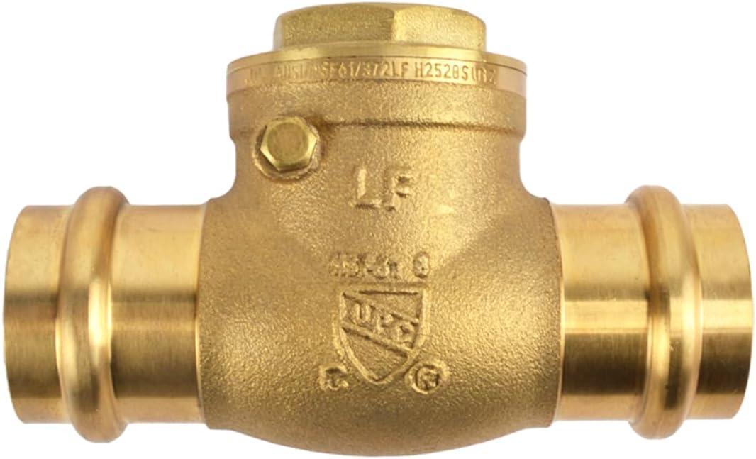 LF Brass Swing Check Valve, Brass Construction, Press Connect, Plumbing Control (1-Inch)