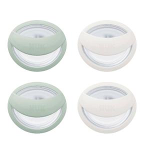 NUK Perfect Match Silicone Pacifier, 4 Pack, for Ages 0-6m, Green & White