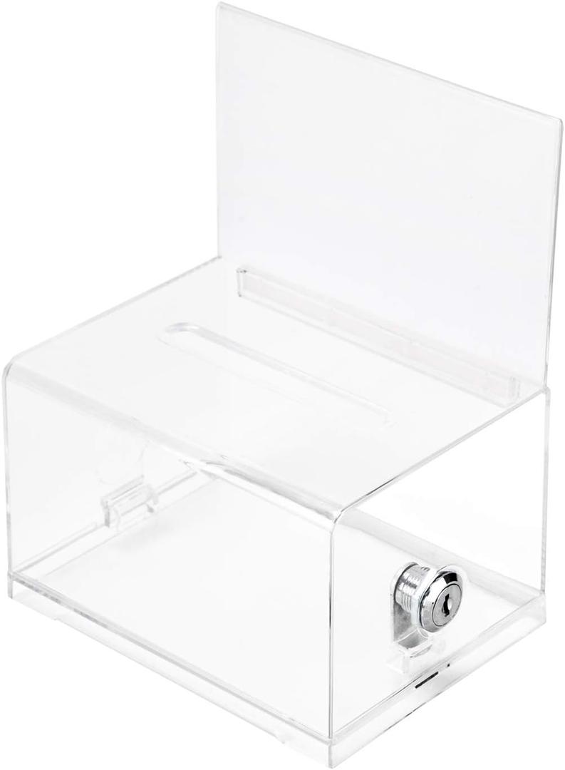 Amazon Basics Ballot Box With Key Lock, Clear